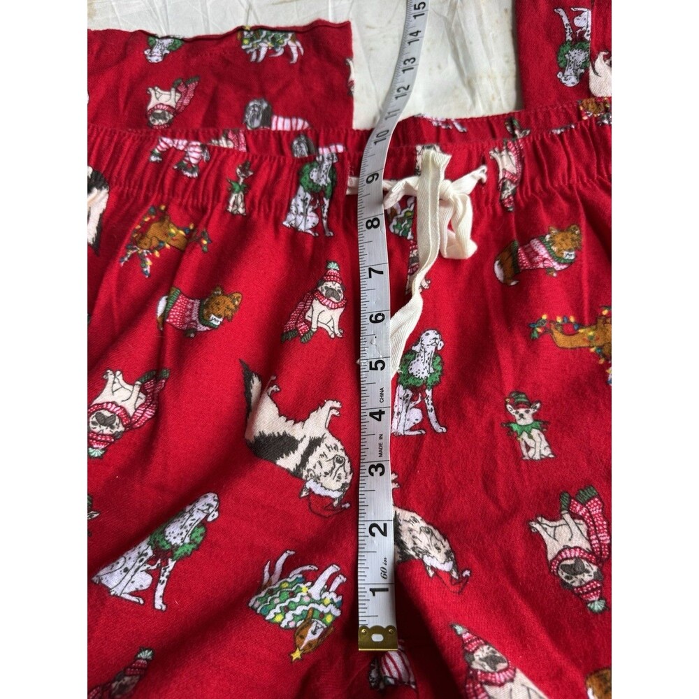Old Navy Women's Flannel Pajama Pants Red Christmas Dog Graphic Drawstring M - Picture 5 of 8